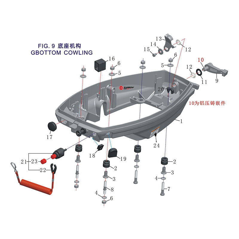 FIG.9 底座机构 GBOTTOM COWLING